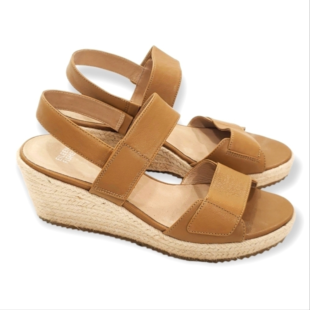 Eileen Fisher velcro strap platform espadrilles size 10 - Picture 1 of 9